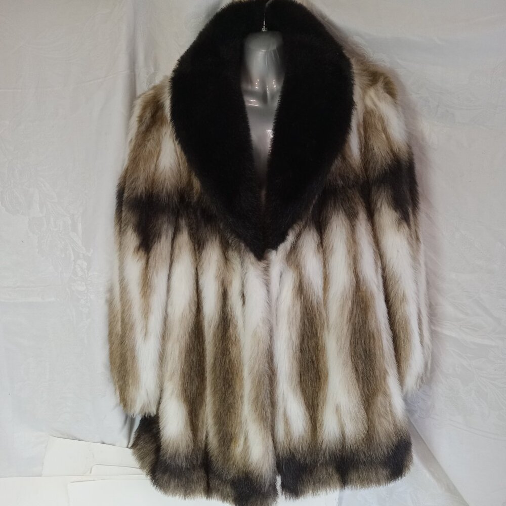 Vintage Olympia Limited Inc Med Brown Mid Length Faux Fur Coat USA Made